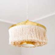 Hans Agne Jakobsson silk and brass fringe pendant circa 1960.