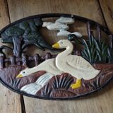 Metal trivets patinated goose duck old