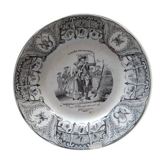 Assiette plate Gien série gardes française