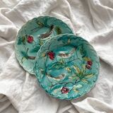 2 assiettes en barbotine oiseaux Onnaing, fin XIXème