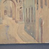 French school 20th century "the old village and its church" watercolor, circa 1935