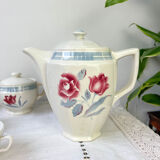 Vintage tea set in Sarreguemines flowered earthenware, "Troyes" model