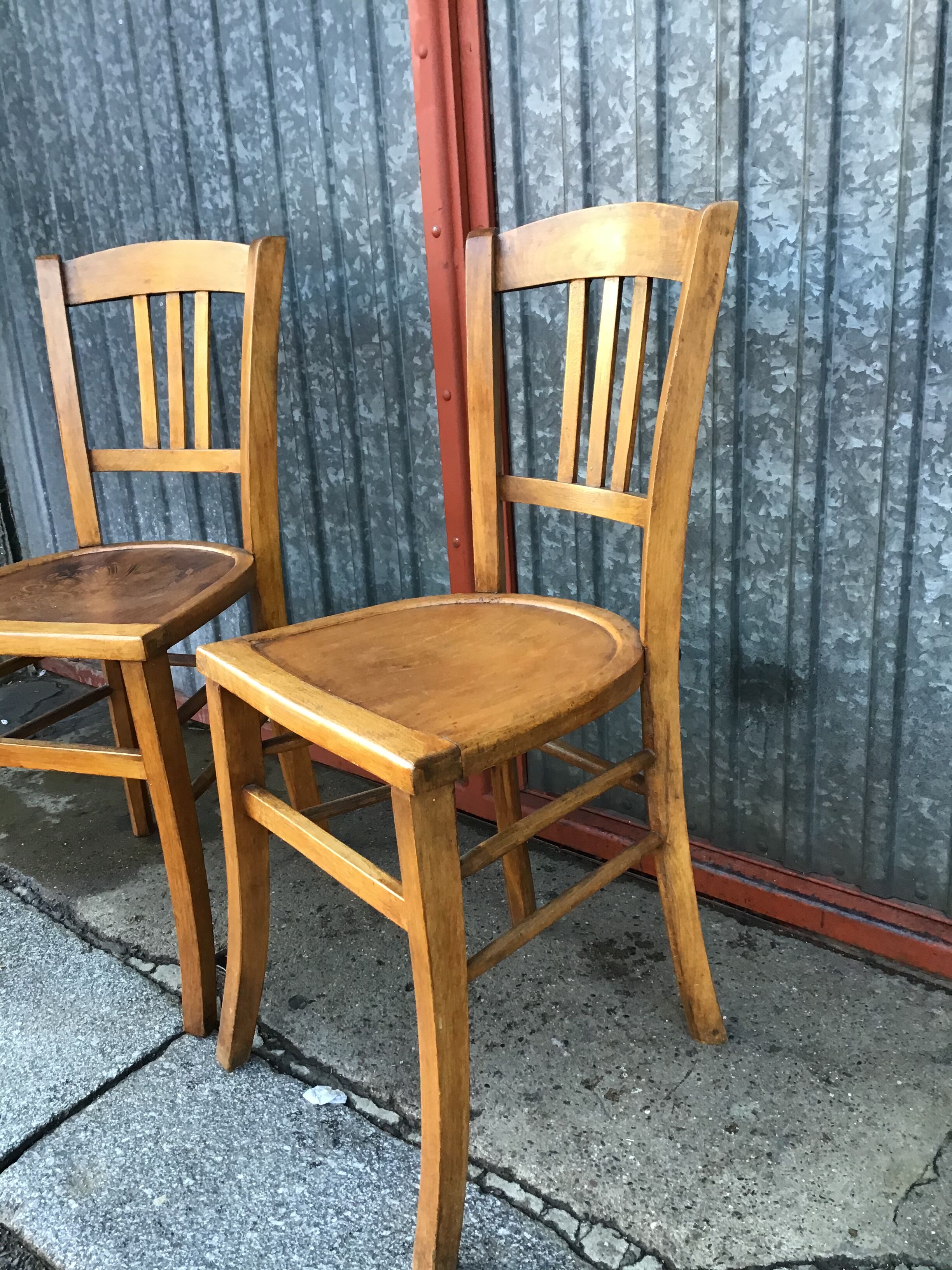 Lot of 2 wooden bistro chairs 1950