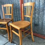 Lot de 2 chaises de bistrot bois 1950
