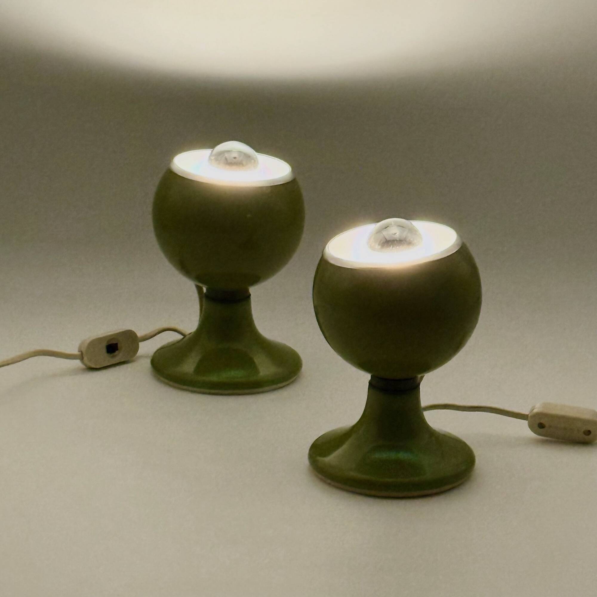 Pair of Vintage 1970s Eyeball Lamps by Luci in Green
