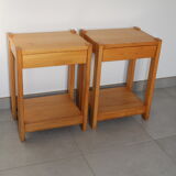 Pair of light beech bedside tables