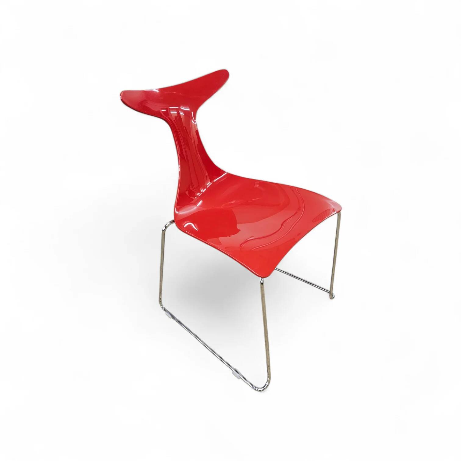 6 x Delfy chair by Gino Carollo for Ciacci Kreaty / Italy 1990s / 2 x red - 4 x black