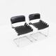 Set Vintage italian chairs black leather and chrome 1970s