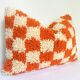 Orange Berber cushion for home decor Checkered pillow cover Moroccan cushion C