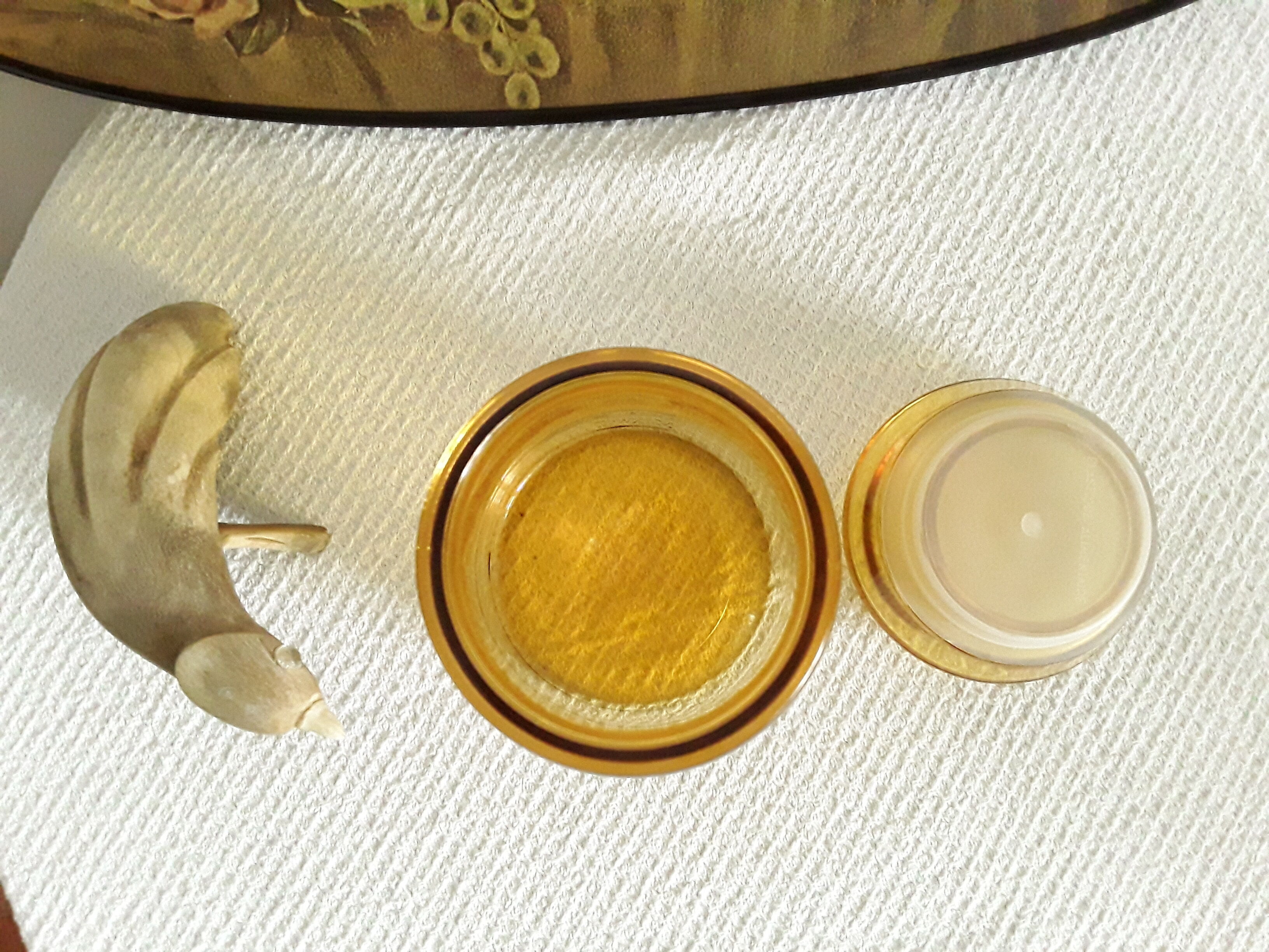 Bocal vintage en verre jaune