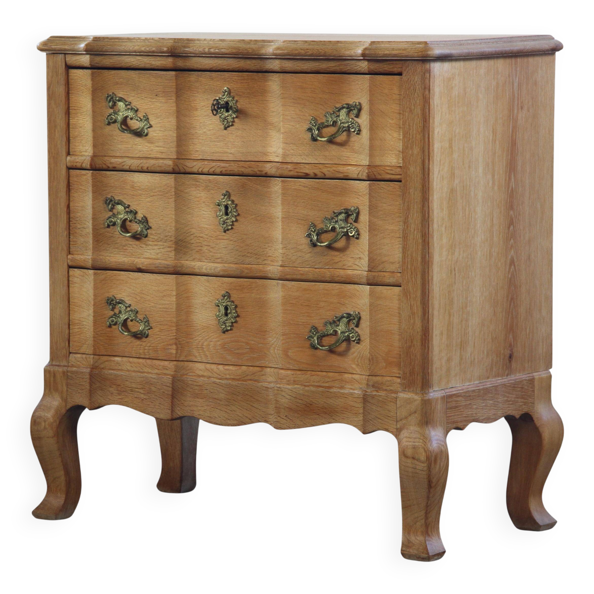 Vintage Mid-Century Danish Oak Baroque/Rococo style Commode