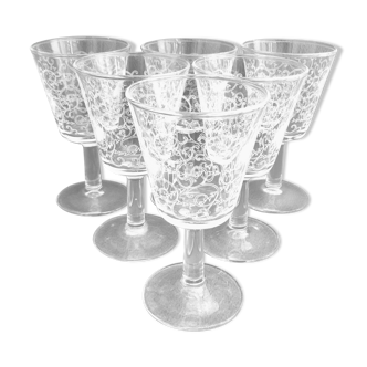 Set of 6 chissed port glasses