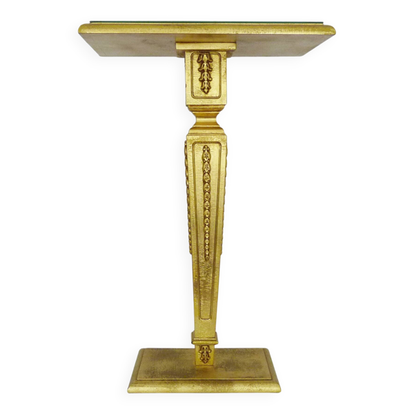 Console, guéridon table d'appoint en bois doré plateau miroir biseauté. Ann