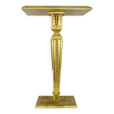 Console, pedestal table, side table in gilded wood with beveled mirror top. Ann