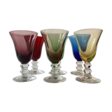 Set of 6 colored liquor glasses