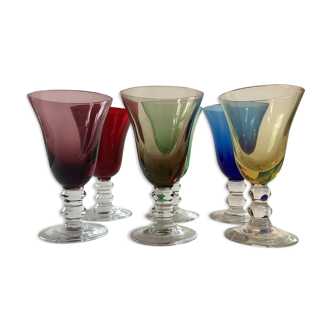 Set of 6 colored liquor glasses