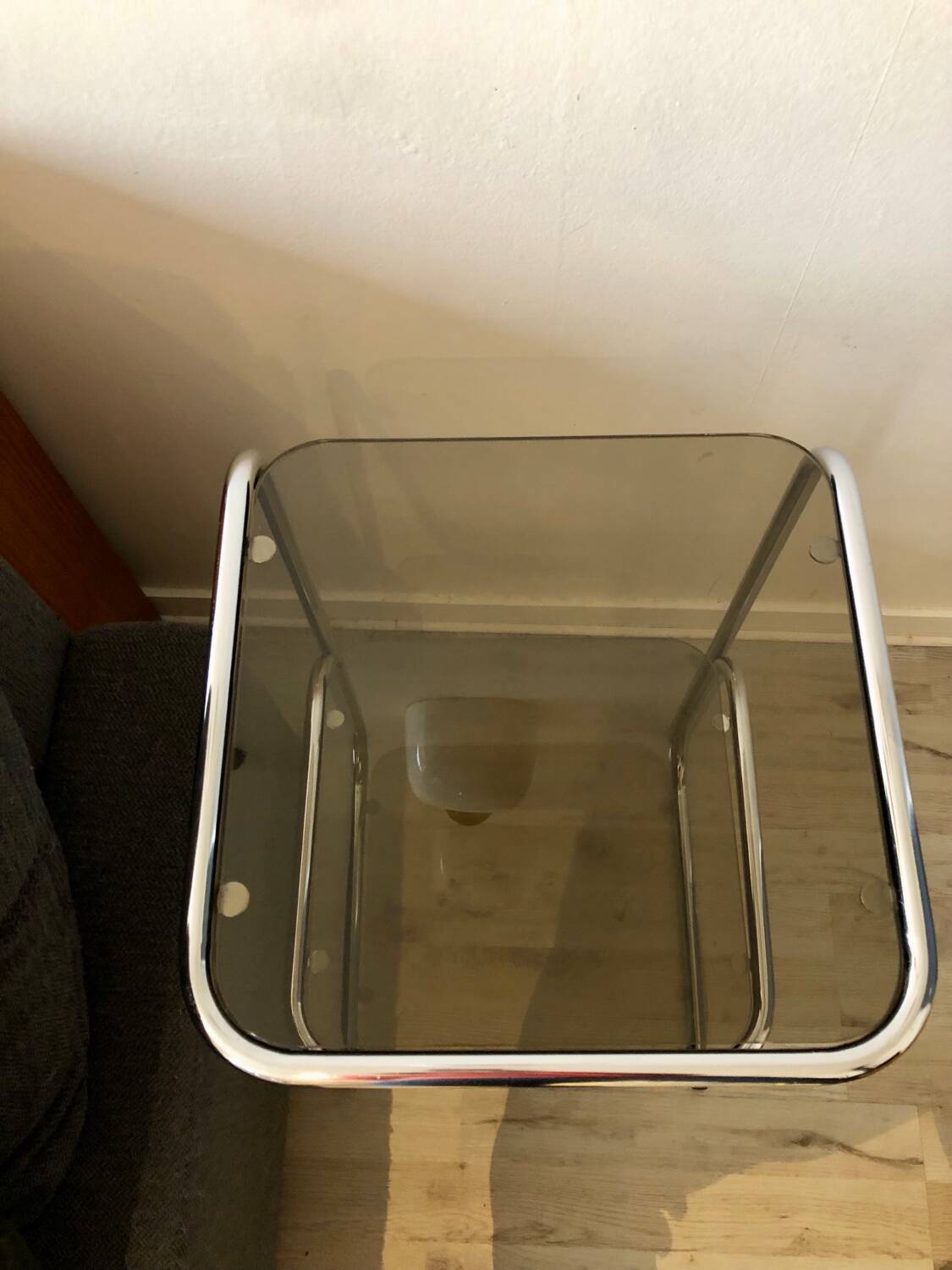 70's chrome pedestal side table