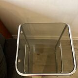 70's chrome pedestal side table