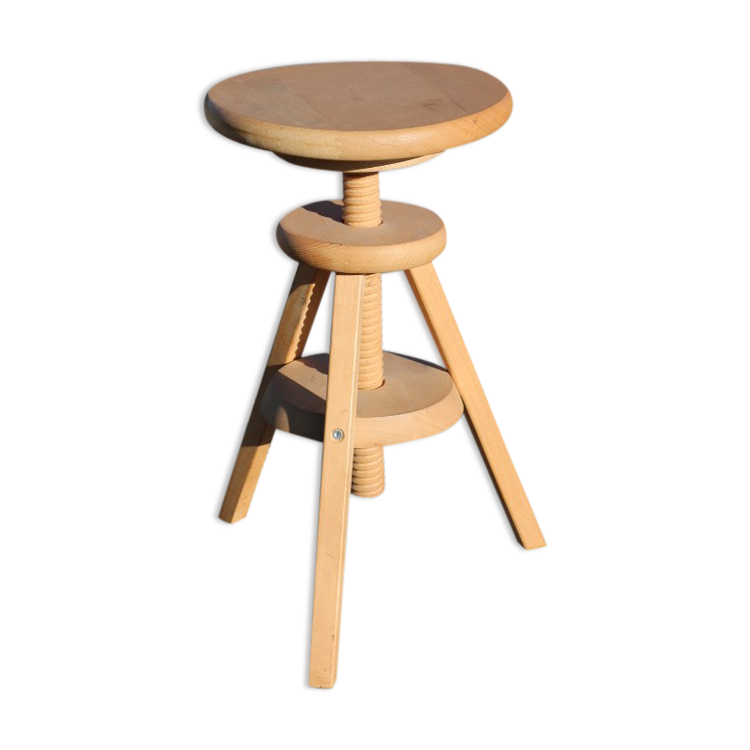 Tabouret à vis bois tripode