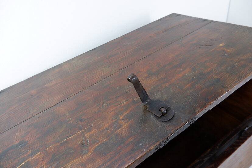 Asian wooden chest with decorative fittings