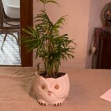 Cache pot owl glazed ceramic white slip earthenware siol Portugal