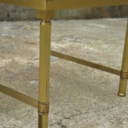 Brass, gold metal and 70s mirror glass tables