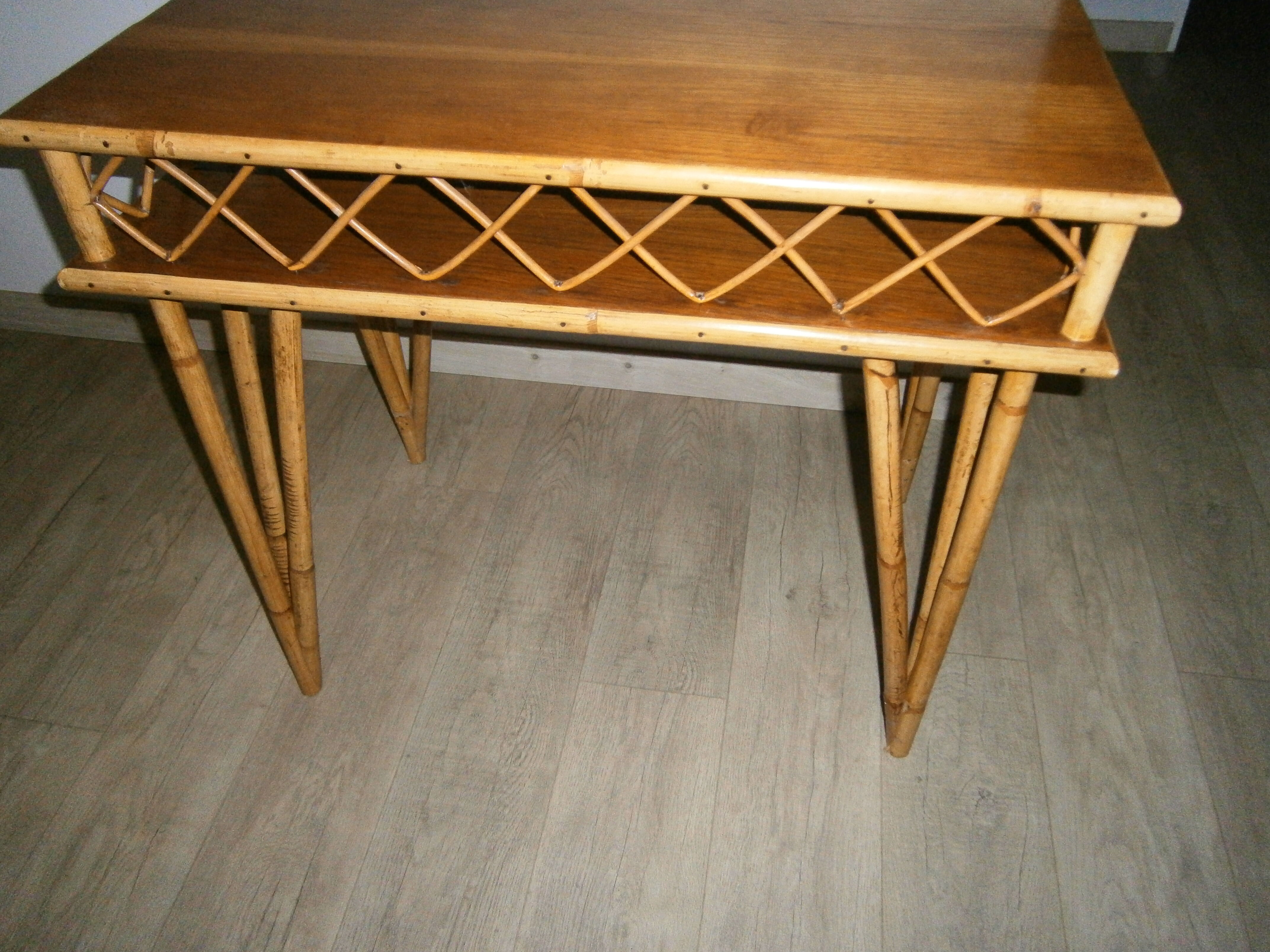 Rattan and wood desk