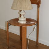 White wood lamp with rope shade