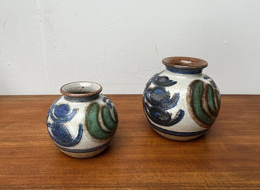 Cactus series round vases in ceramic from the mid-century modern Danish studio Søholm, 1960s, set of 2.