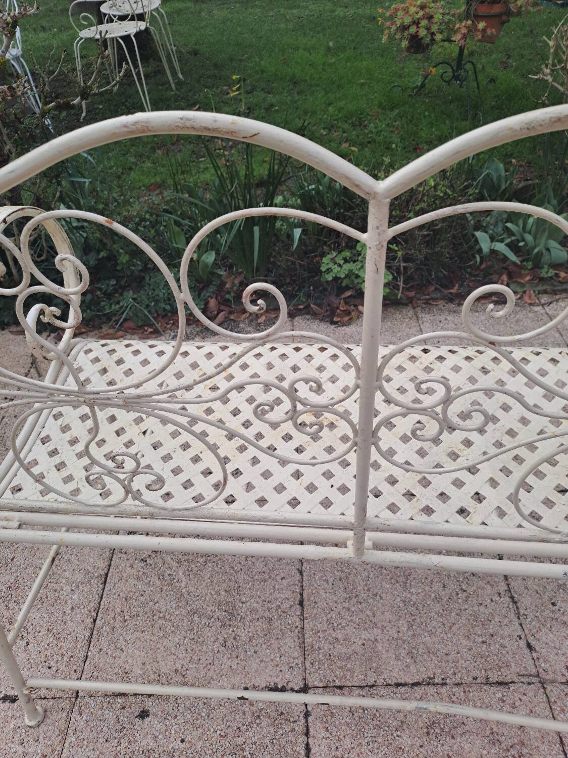 Wrought iron garden bench