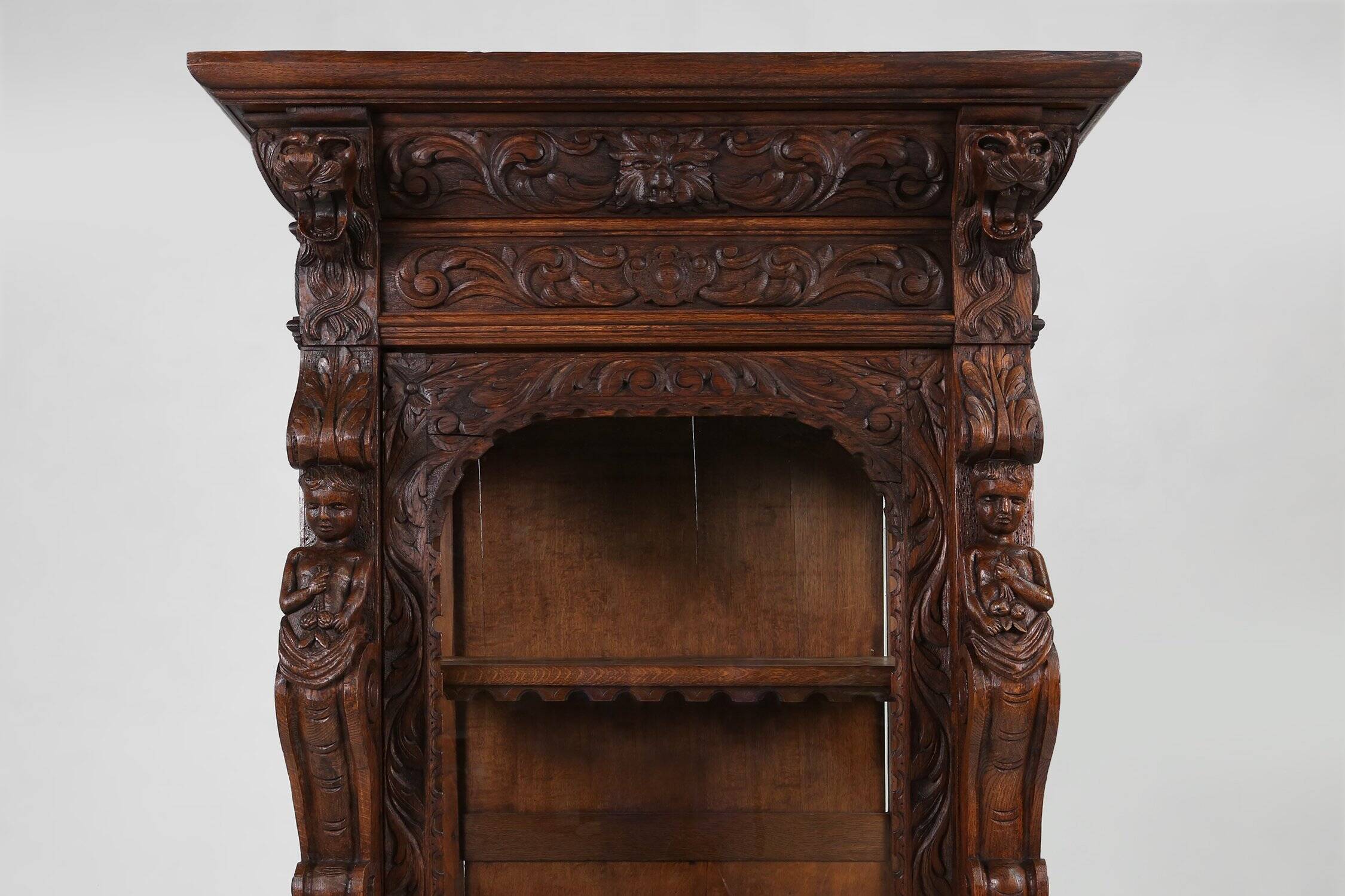 Baroque Style Display Case in Oak, Belgium, 1950s