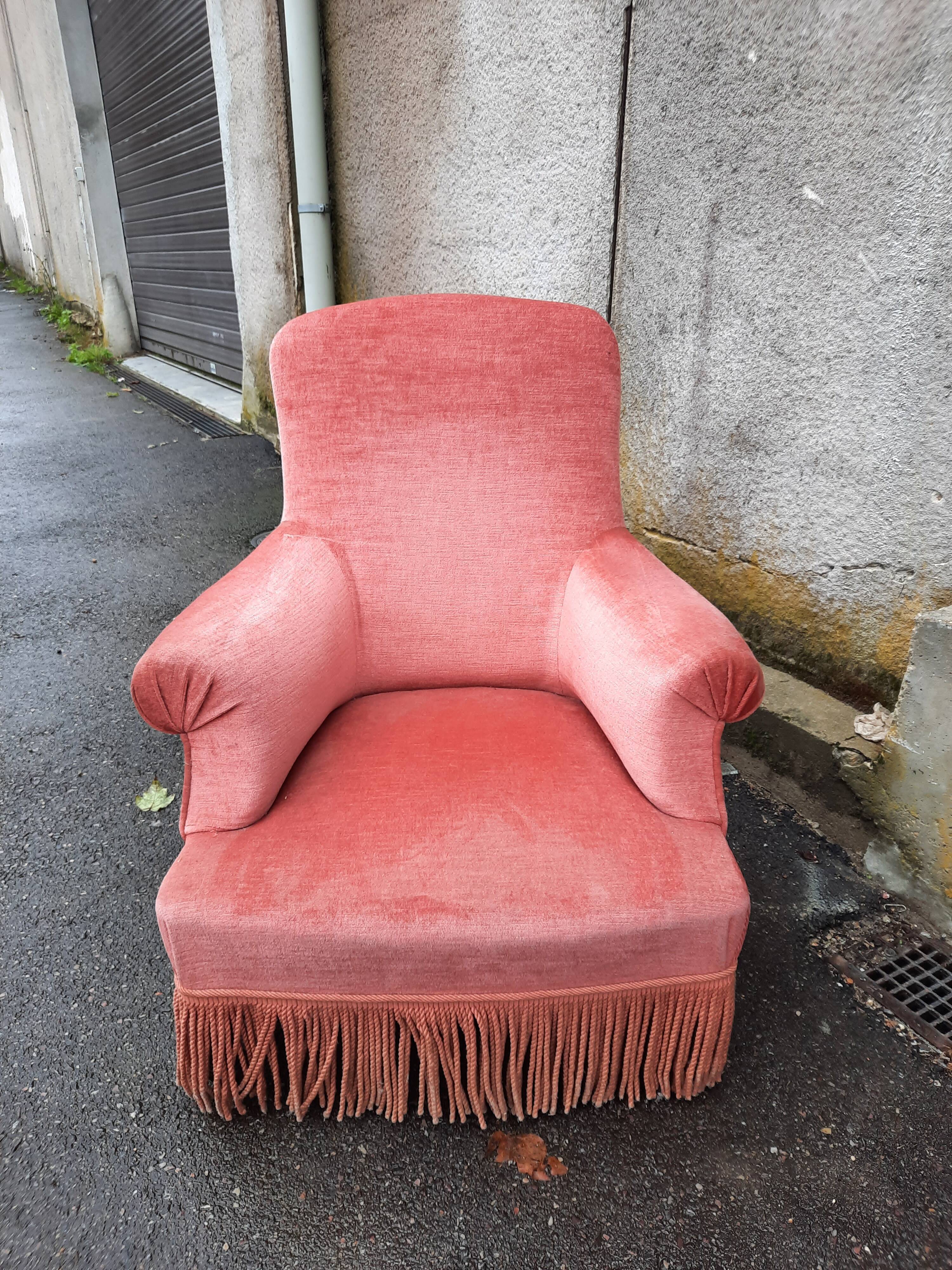 Paire de fauteuils crapaud rose