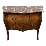 Curved and inlaid Louis XV style chest of drawers