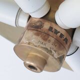 Orrefors crystal and brass ceiling lamp for Lyfa, 1970s