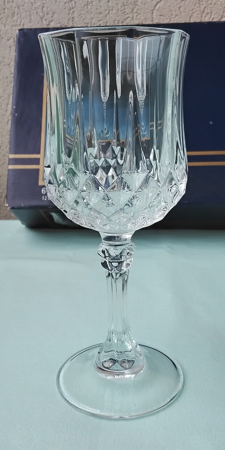 6 crystal stem glasses
