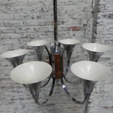 Art Deco hanging lamp with 6 chromed vials