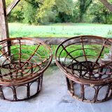 Pair of papasan rattan armchairs from the 1970s