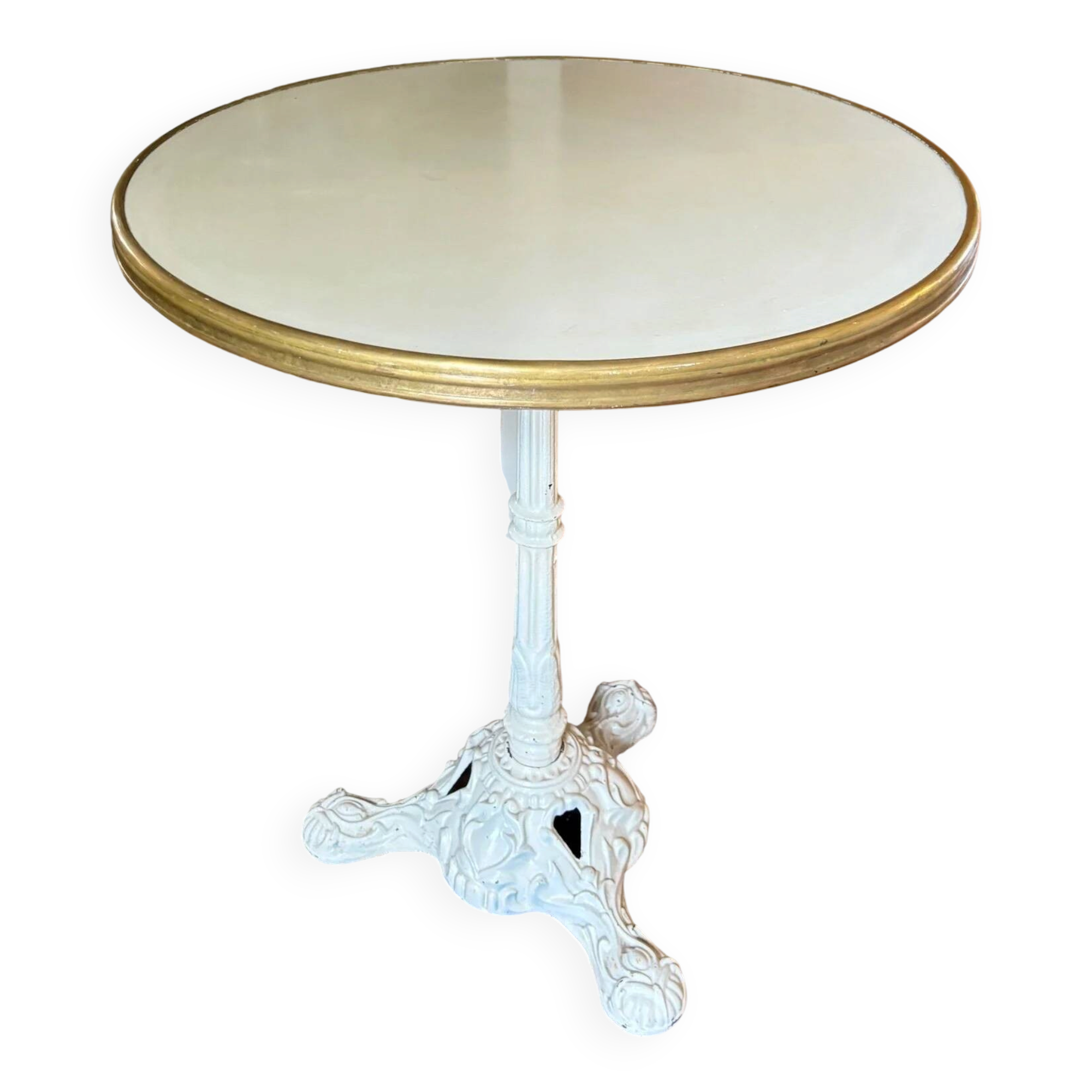 Bistro table in cast iron and beige melamine ⌀ 60 cm