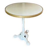 Table bistrot en fonte de fer et mélaminé beige ⌀ 60 cm