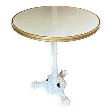 Table bistrot en fonte de fer et mélaminé beige ⌀ 60 cm
