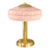 Art Deco mushroom table lamp, powdered pink Clichy glass