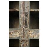 Showcase in patinated solid wood