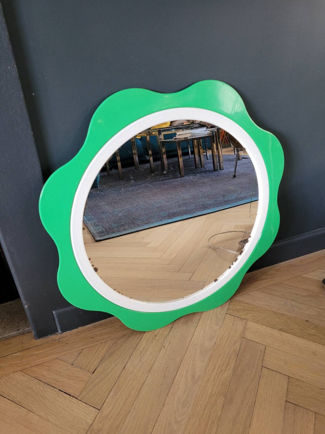 Plastic flower mirror by Finnish designer Makisen Kuvastin