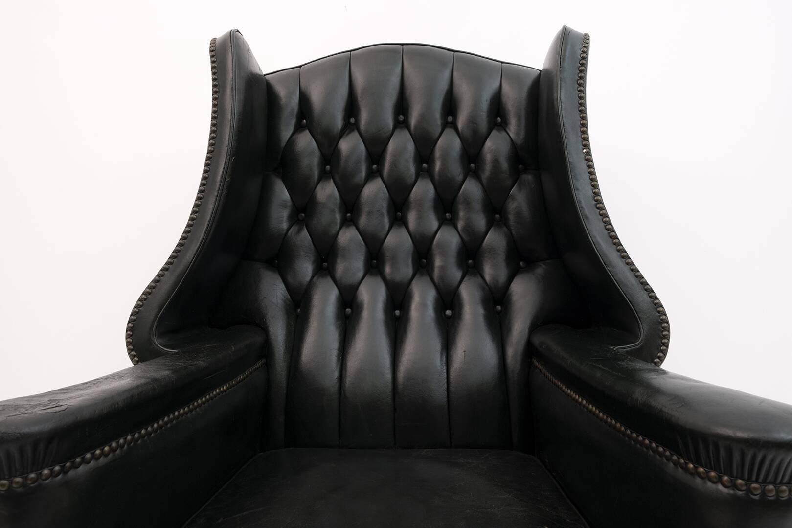 Georgian Style Rare Original Chesterfield Leather Armchair, 1950s
