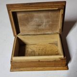 Small antique wooden chest / box with engraving