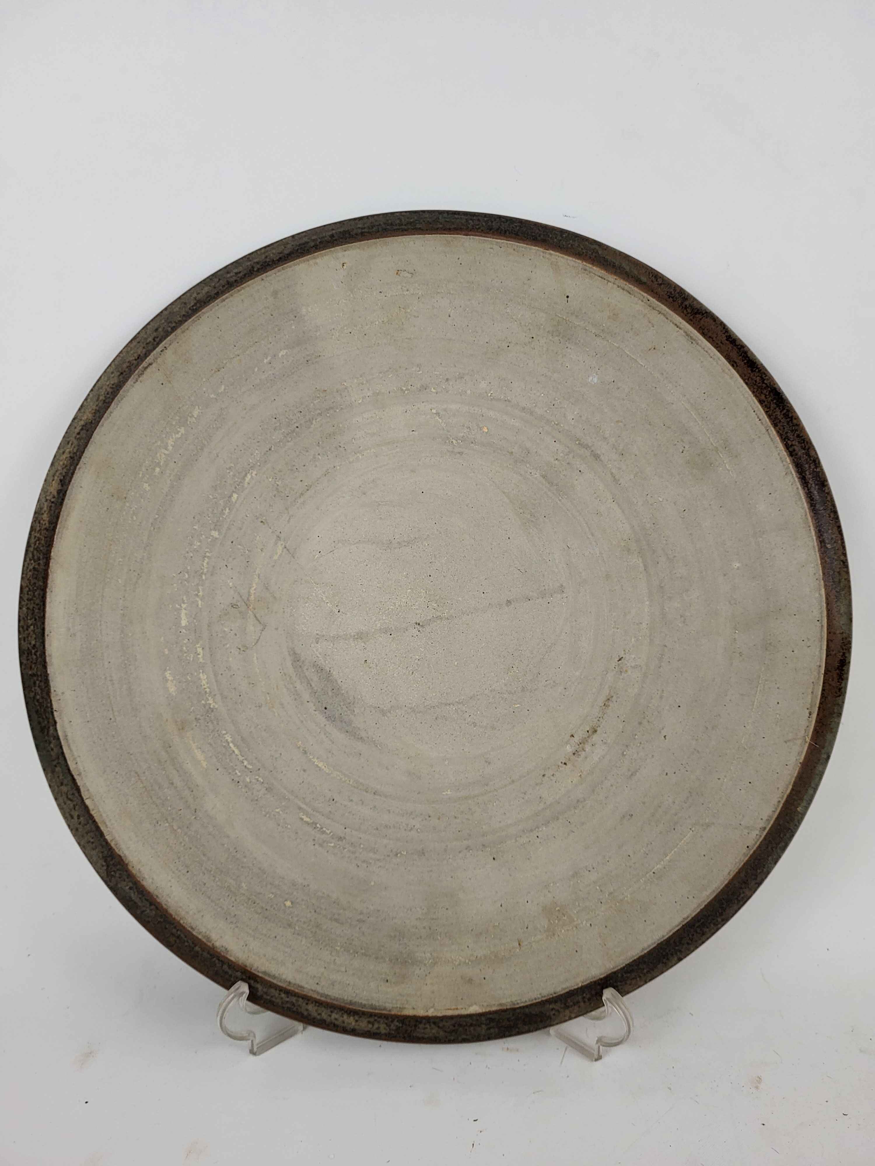 Puisaye stoneware pie dish signed Lacheny