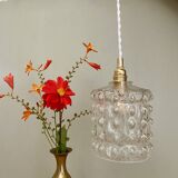 Vintage globe pendant light in transparent molded glass