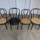 Set of 4 Mix&Match Thonet Style Dining Chairs / Black Bentwood Cane Chairs