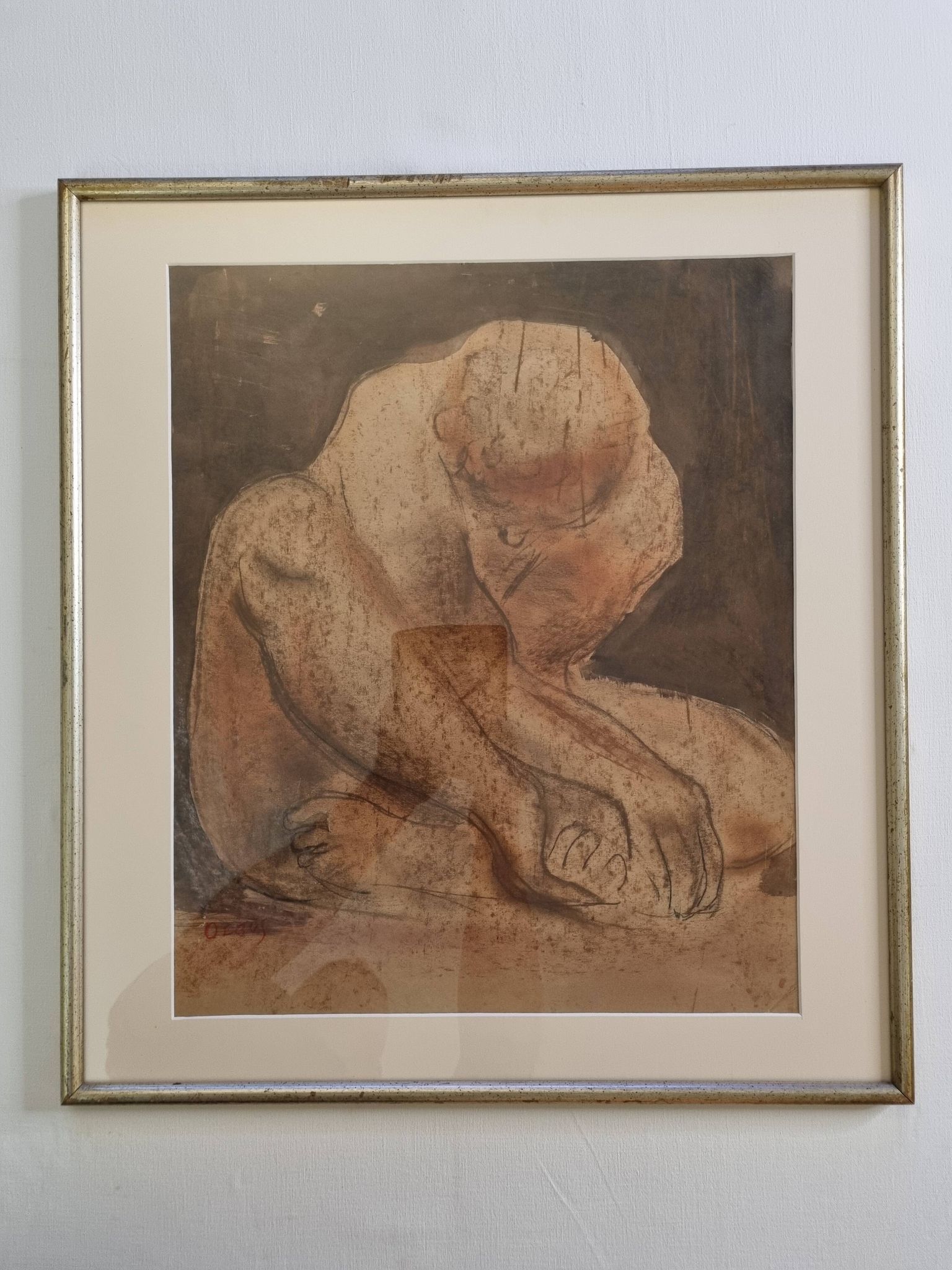 Original nude study signed "De Bus" - Framed drawing under glass - 50 x 55 cm, 1950s-60s
