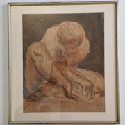 Original nude study signed "De Bus" - Framed drawing under glass - 50 x 55 cm, 1950s-60s
